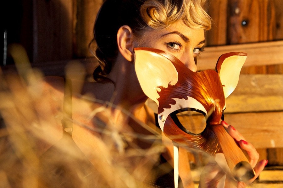 Fox Leather Mask, Adult Size - Made to Order ECO-FRIENDLY