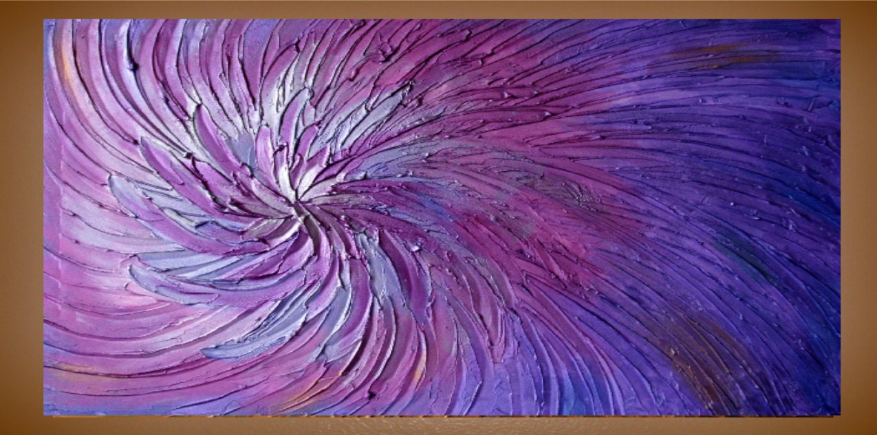 Textured Original Painting on Canvas 36x24 Modern Contemporary Wall Art Painting Home Decor Purple and Silver Starburst, Made to Order