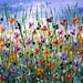 Poppy Flower Field Textured Original Painting on Canvas 36x24 Wall Art Painting, Made to Order