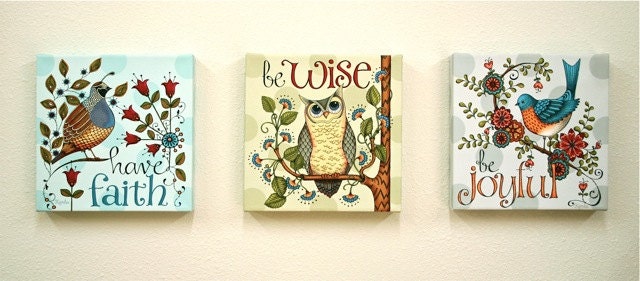 Giclee Wrapped Canvas Art Print - Be Wise Owl - Ready to Hang
