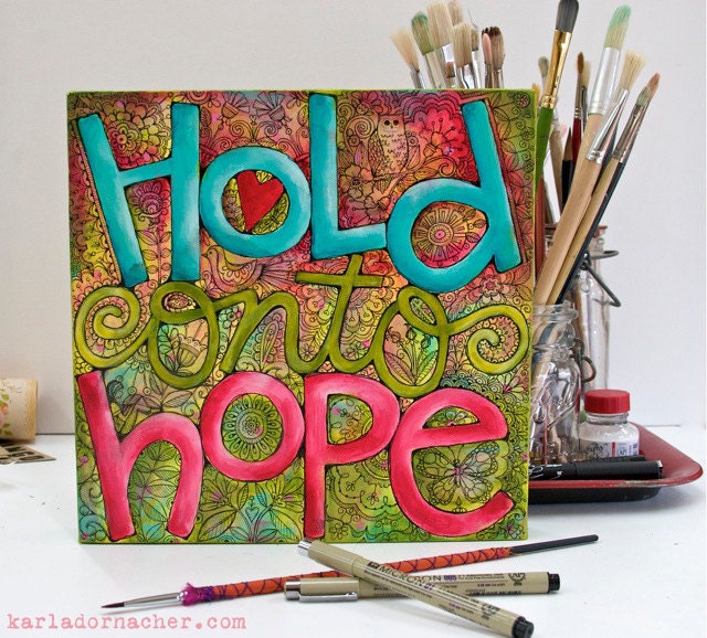 Hold Onto Hope 8x8 Inspirational Art Print
