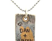 Custom Sterling Silver Pendant with 24k Gold Brass RIVET Personalized Hand Stamped Pendant for Handmade Necklace Artisan Organic Texture