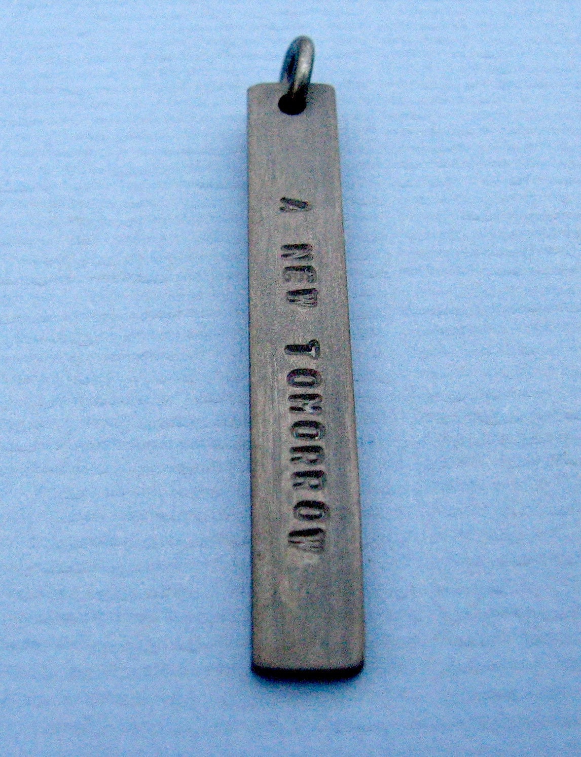 Oxidized Sterling Silver Pendant Handmade 1-1/2 inch x 1/4 inch Includes Oxidized Jump Ring Hand Stamped Personalization Available