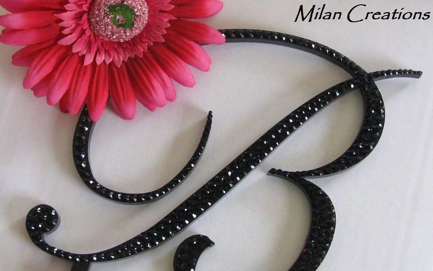 Black Crystal Monogram Cake Topper