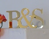 Small Gold Mirror Two Initials Cake Topper