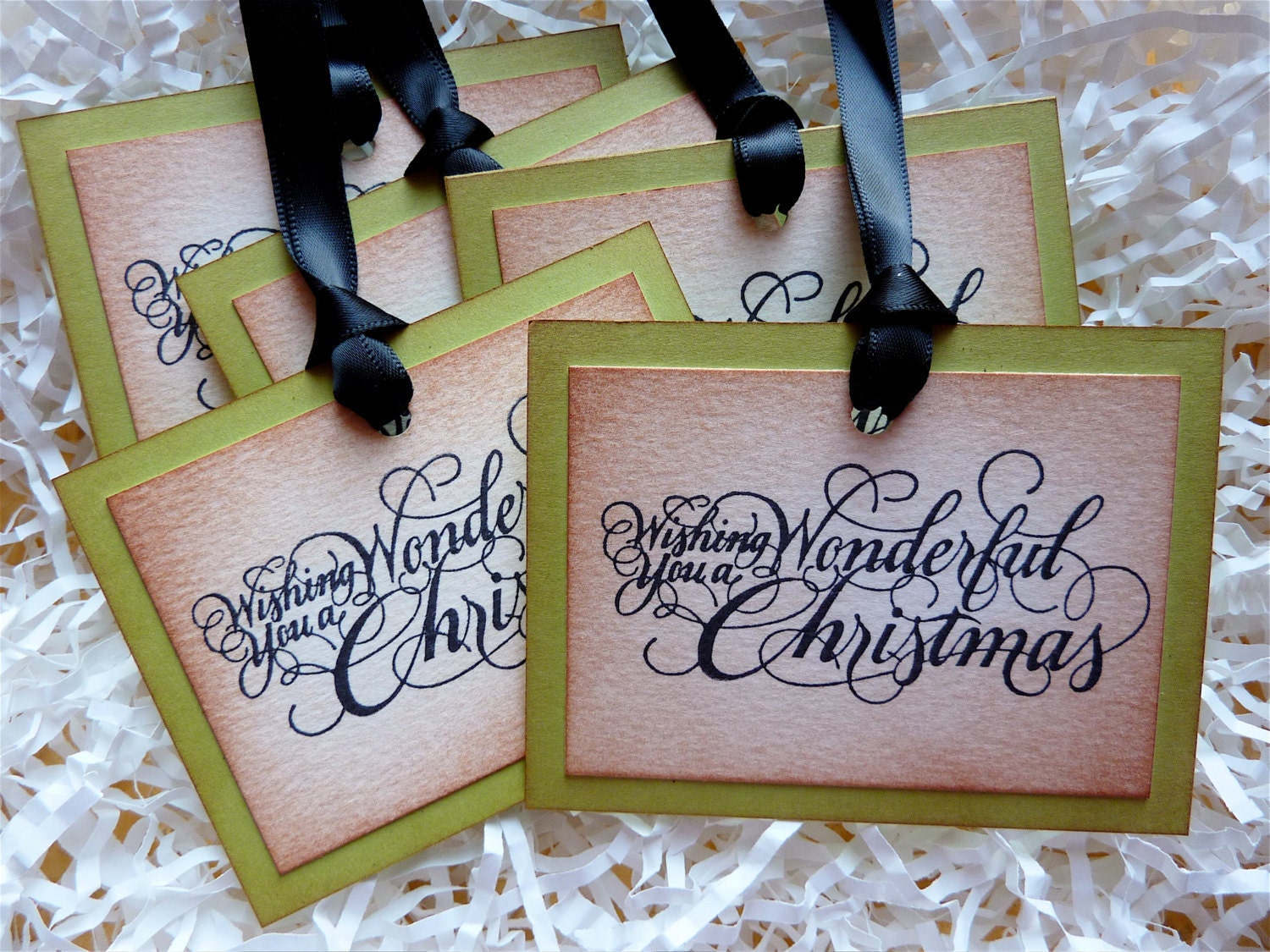 Wonderful Luxury Christmas Tags/Labels Vintage Style Set of Five