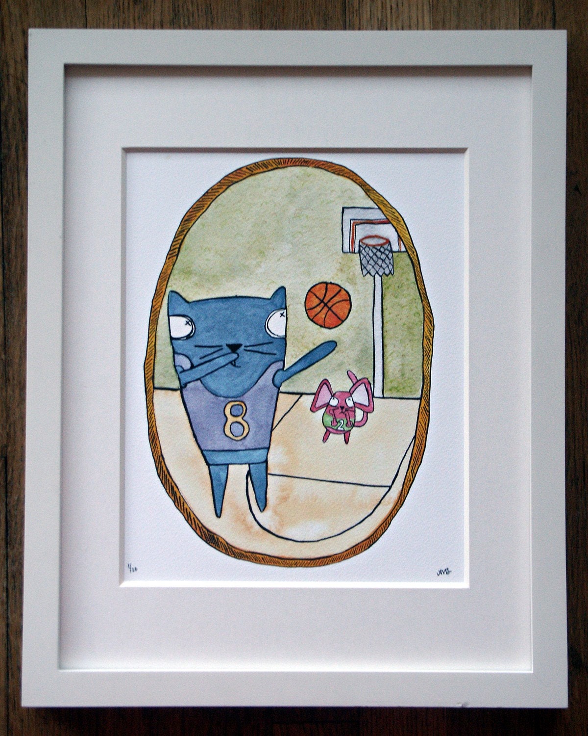 Basketball - 8x10 Watercolor and Gouache Print