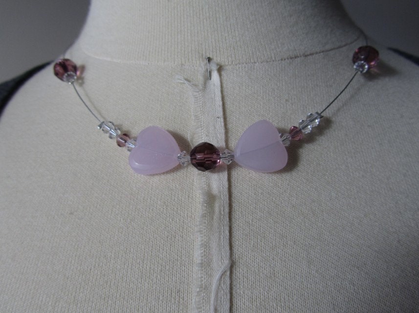 Two Pink Heart Necklace