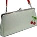 Sparkle Vinyl Purse - White with Cherries Metal Flake Glitter Vinyl Retro Handbag