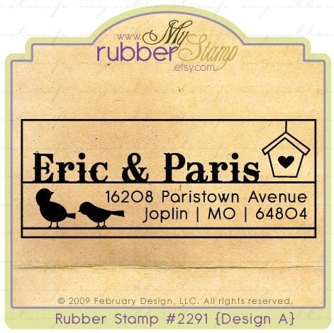 Simply Gorgeous (Personalized Rubber Stamp). Custom Rubber Address Stamp, Unique Chrstmas Gift, Wedding Stamp, Love birds, Invitation (2291)
