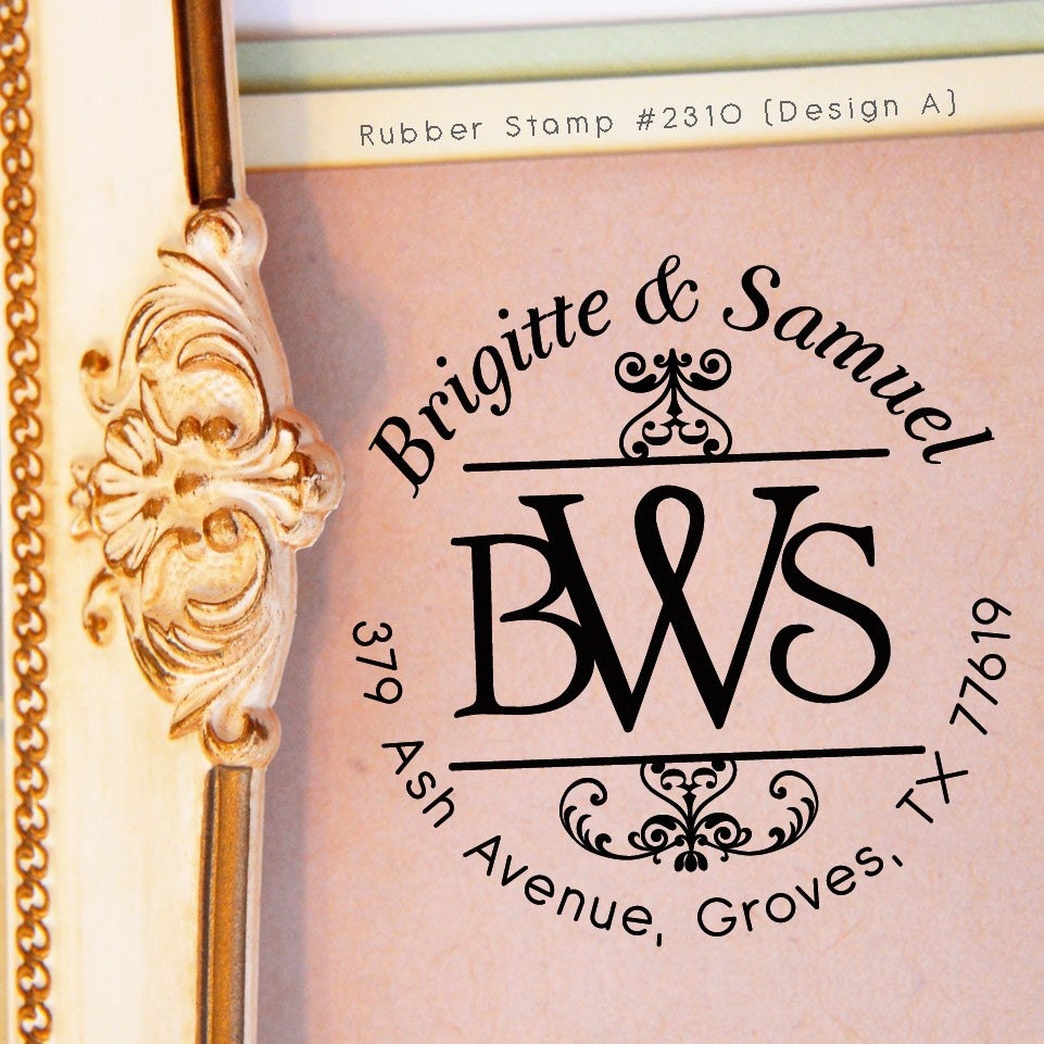 Custom Rubber Stamp: Your Monogram / Initial. Personalize Return Address Stamp, Wedding Stamp, We've Moved, Housewarming Gifts (2310)