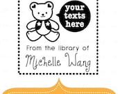 Custom Rubber Stamp (Teddy Bear). Personalized Children Stamps, From the library of, Book Stamp, Initial Stamp, Birthday Gift (2211)