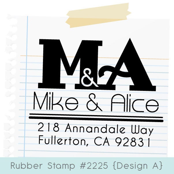 Your Initial (Personalized Custom Rubber Stamp) - Custom Rubber Address Stamp, Initial, Monogram, Wedding Stamp, Mr. & Mrs. (2225)