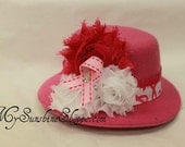 Mini Breast Cancer Awareness Top Hat - available on a headband OR clips
