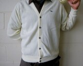 Vintage Cream Cardigan - 1960s - Turtle logo