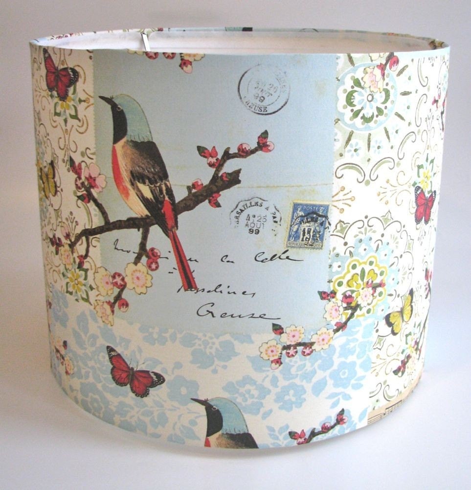 VINTAGE BIRD and BUTTERFLY LAMPSHADE