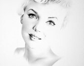 Marilyn Monroe Minimalism Pencil Drawing Fine Art Portrait Classic Hollywood Vintage Glamour Beauty Archival Print HAND SIGNED