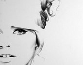 Brigitte Bardot  Pencil Drawing Fine Art Portrait Vintage Glamour Beauty Print Hand Signed by Artist