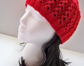 Knit Wool Beanie Hat - Scarlet