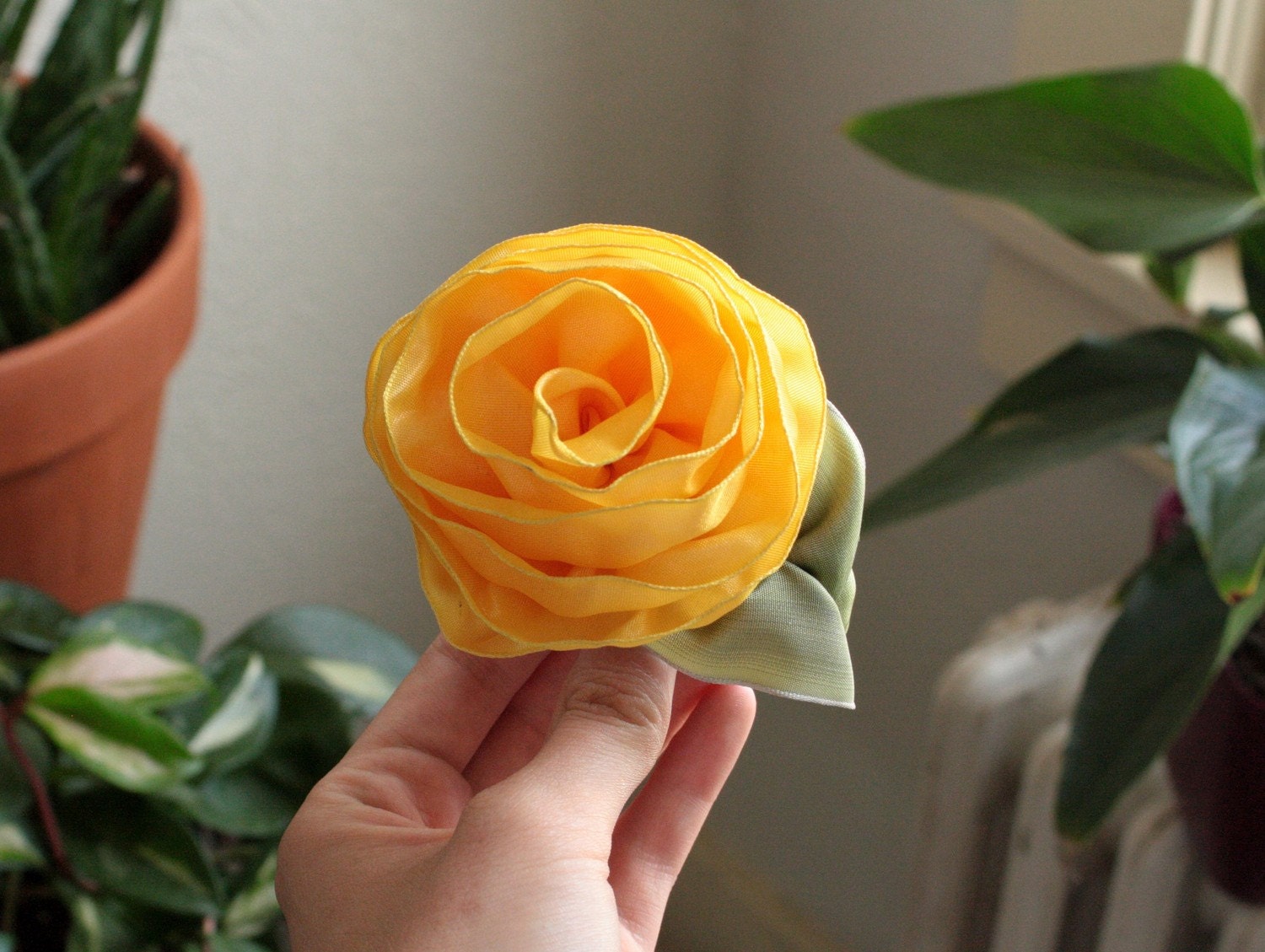 CUSTOM ORDER for Marieke Smith - Yellow Rose Hair Comb