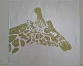 Bronze Hand Painted giraffe painting on canvas