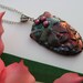 Enchanted Fairy Necklace, Raku Ceramic Tree Spirit Pendant, Copper, Teal, Silver Chain, Pearl Charm