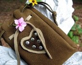 Leather Cellphone Holder, Leather Pouch in Khaki Deerskin