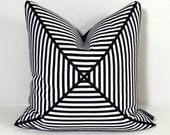 Black and White Pillow Cover - Decorative Striped Cushion - Modern Graphic Stripes - 16 inch