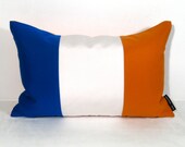 New York Flag Pillow Cover - Outdoor Cushion - Decorative Blue White Orange - New Yorker - State - Knicks - Sunbrella 12 X 18 inch