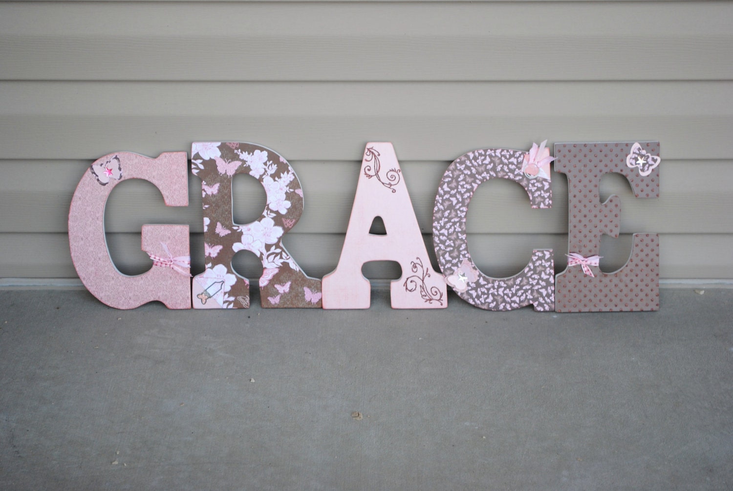 Custom wooden wall letters / nursery letters. Set of five.