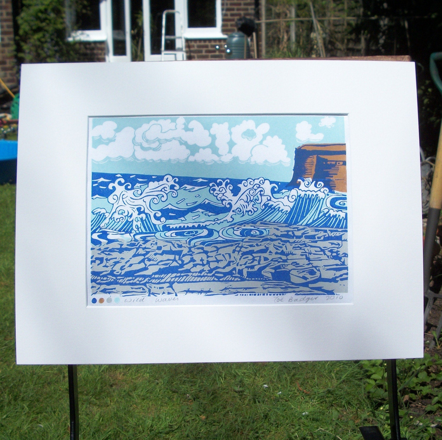 SALE Wild Waves Linocut print ref 103