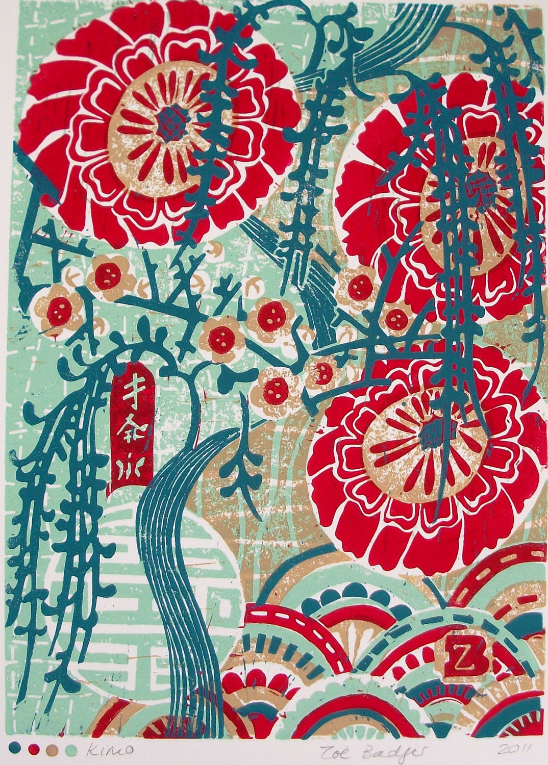 Kimo linocut print.