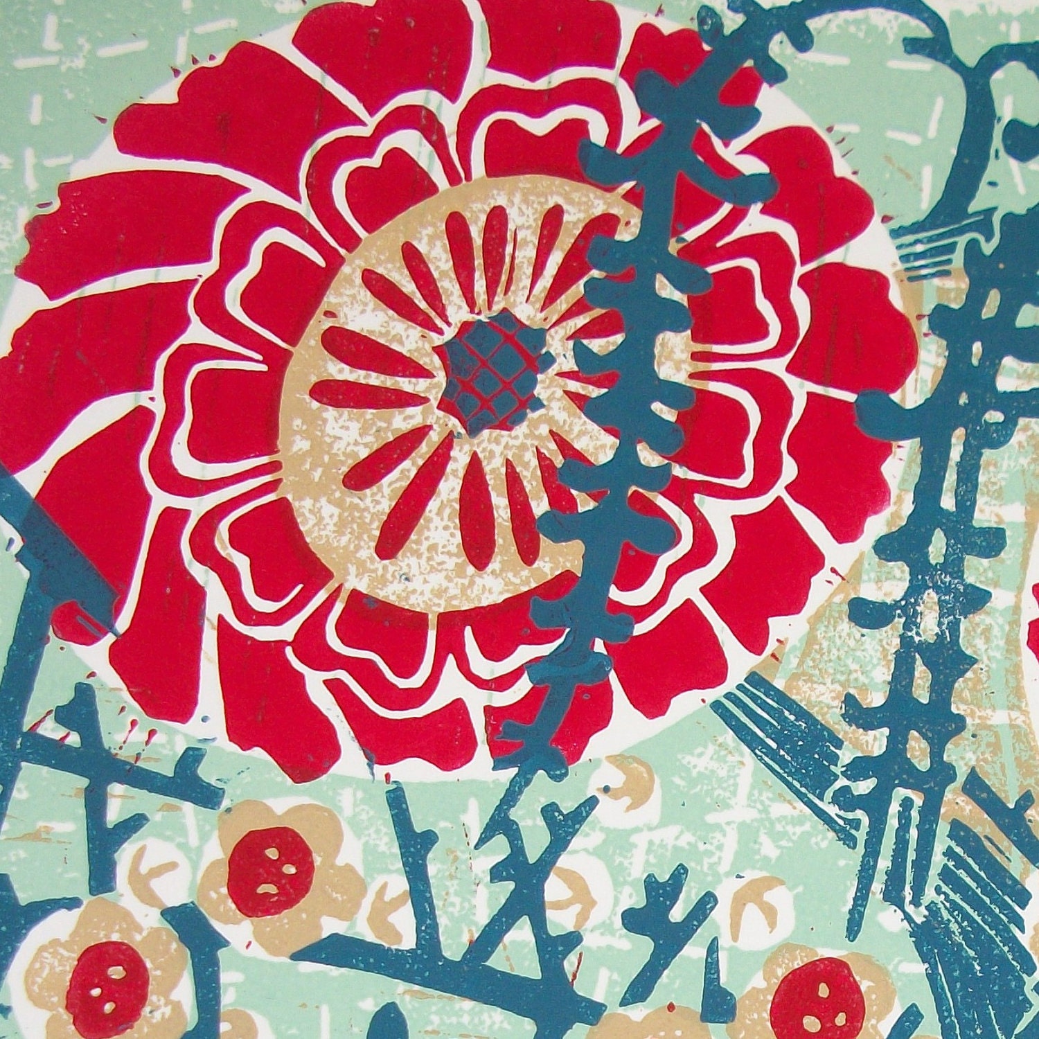 Kimo linocut print.