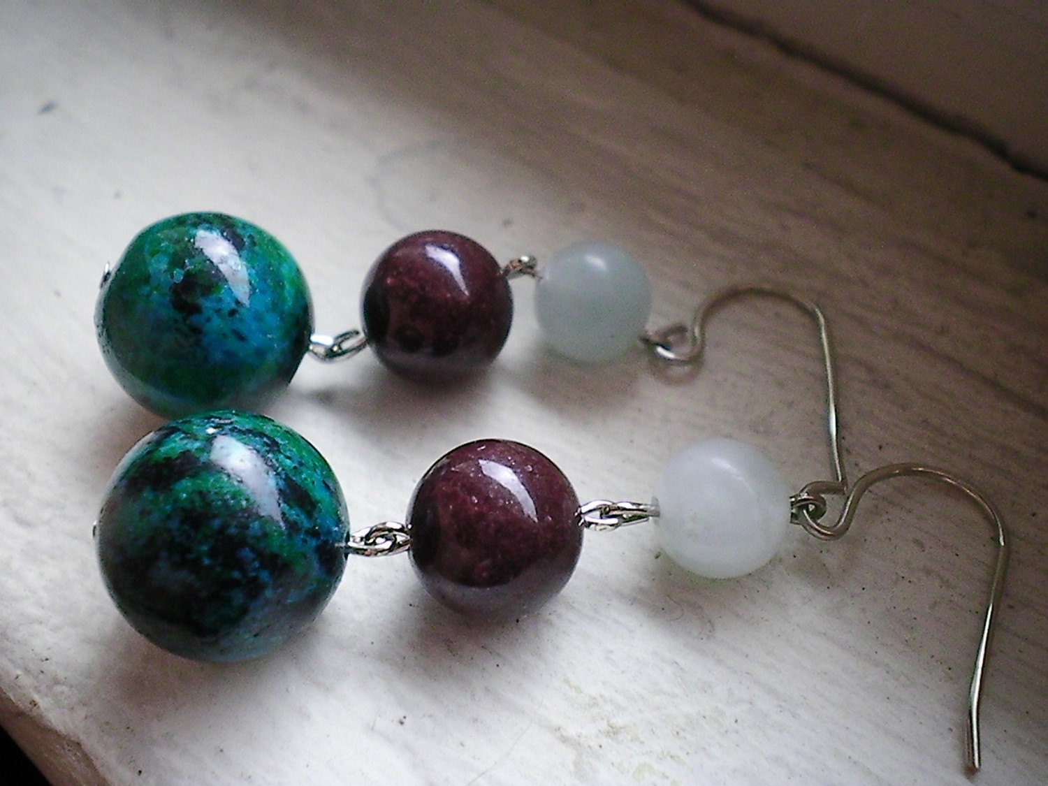 tucked in the woods and out of sight - earth tone earrings - blue - brown - green