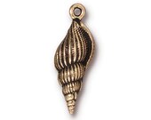 10 Charms - TierraCast Spindle Shell Charms pewter with antiqued gold finish pendants charms drops 24 x 8.5 x 5mm