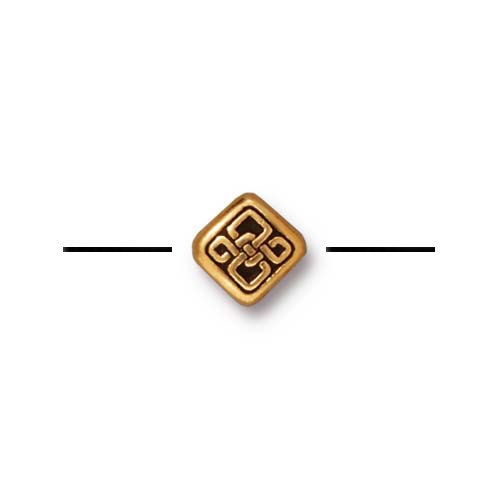 10 Beads - TierraCast Celtic Diamond Beads pewter antiqued gold finish beads 7.5 x 7 x 3mm