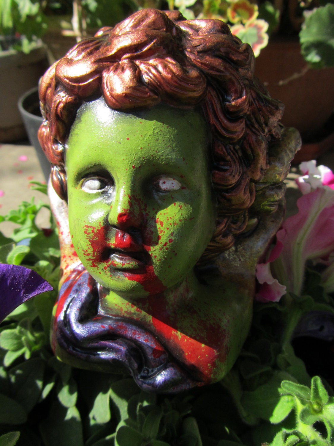Re purposed Siamese Twins Zombie Angel Cherub candle holder decoration