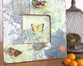 Cottage Chic Picture Frame Butterflies in Aqua Turquoise and Orange