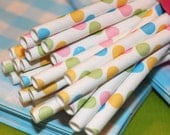 Pastel Paper Straws, 25 Confetti Polka Dot Paper Straws, Birthday Party Straws, Weddings, Baby Shower, Pastel Dinking Straws with Diy F