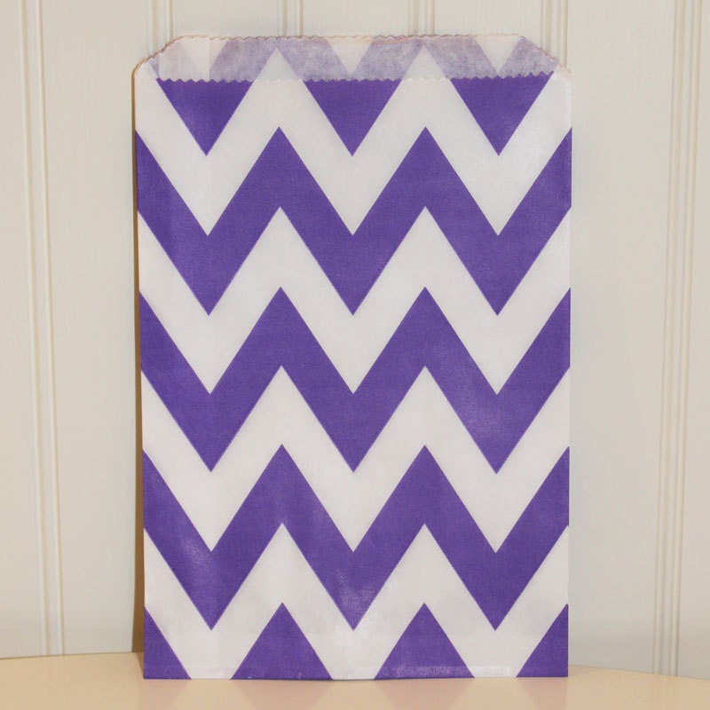 24 Purple Chevron Stripe Favor Treat Bags  - Princess - Wedding - Birthday - Baby Shower - Birthday