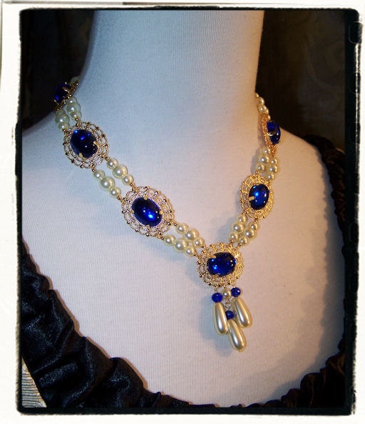 Sapphire Blue Beauty Tudor Renaissance Necklace