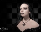 Tatted Gothic Necklace - Katherine in black