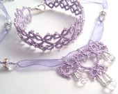 Tatted Lilac Necklace and Bracelet Set - Lillian