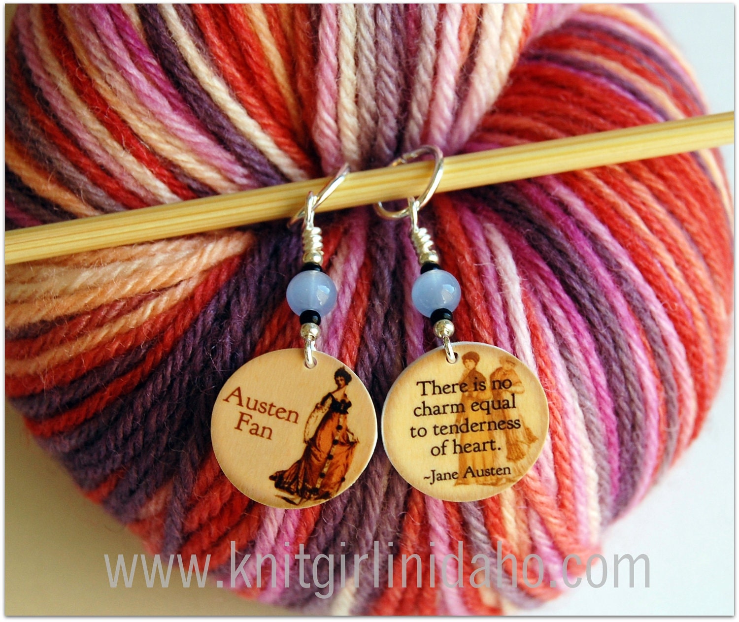 Jane Austen Emma Knitting Stitch Markers (Set of 2)