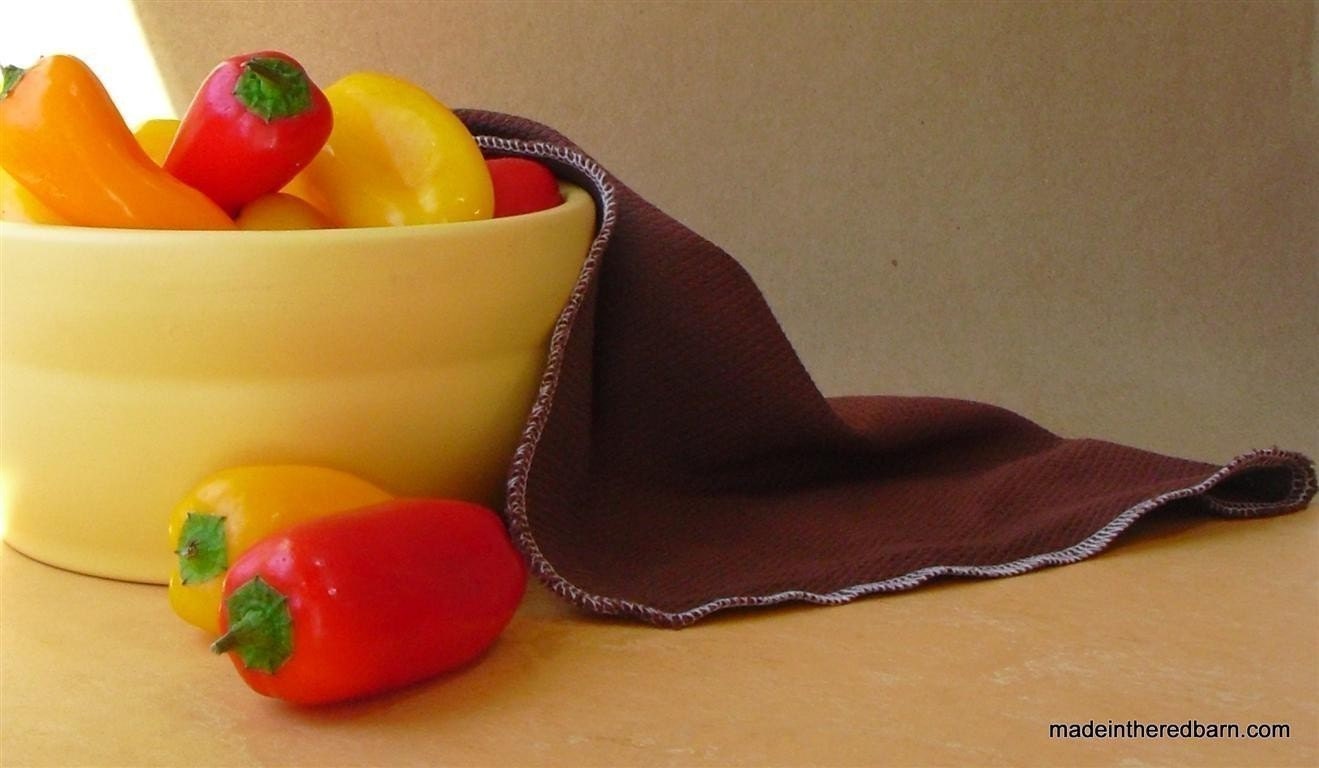 12 Hand Dyed Napkins - Coffee Brown