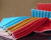 12 Hand Dyed Napkins / Unpaper Towels - Blue/Gold/Red