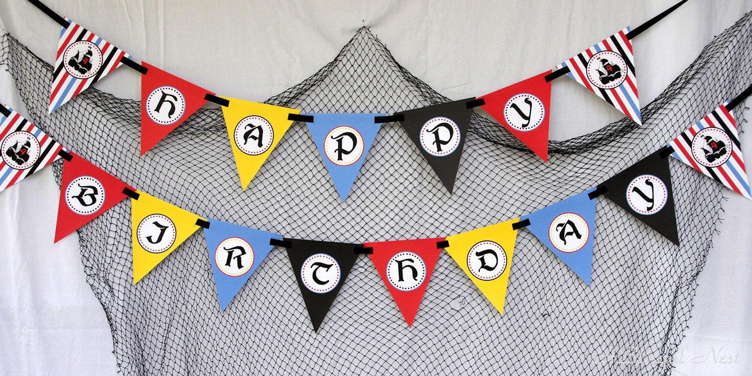 Pirate PRINTABLE Happy Birthday Banner - By A Blissful Nest Il_170x135