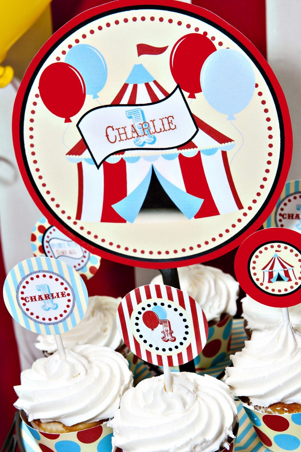 Circus Carnival Big Top PRINTABLE Smash Cake Topper - By A Blissful Nest Il_570xn