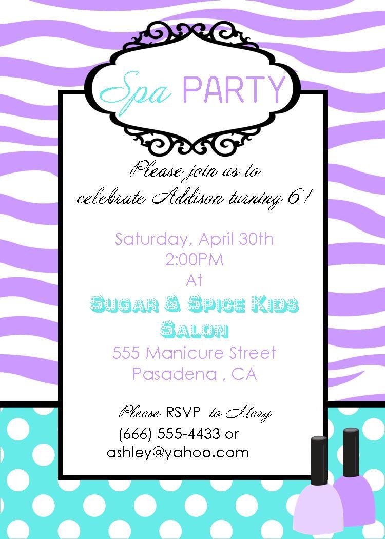 Spa Birthday Party Invitation - PRINTABLE - By A Blissful Nest Il_570xn
