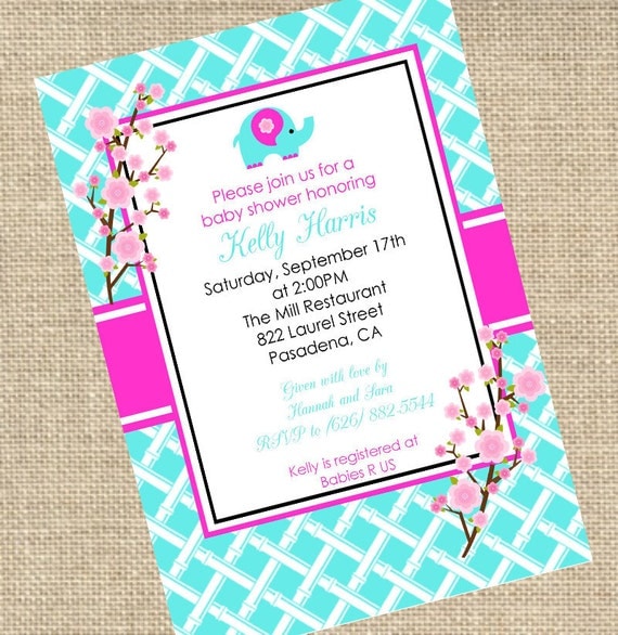 Baby Elephant Invitation - Baby Shower - PRINTABLE - By A Blissful Nest